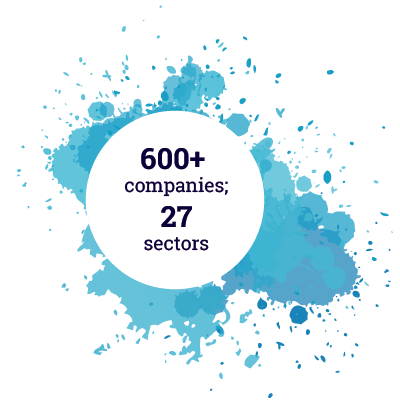 600+  companies; 27 sectors