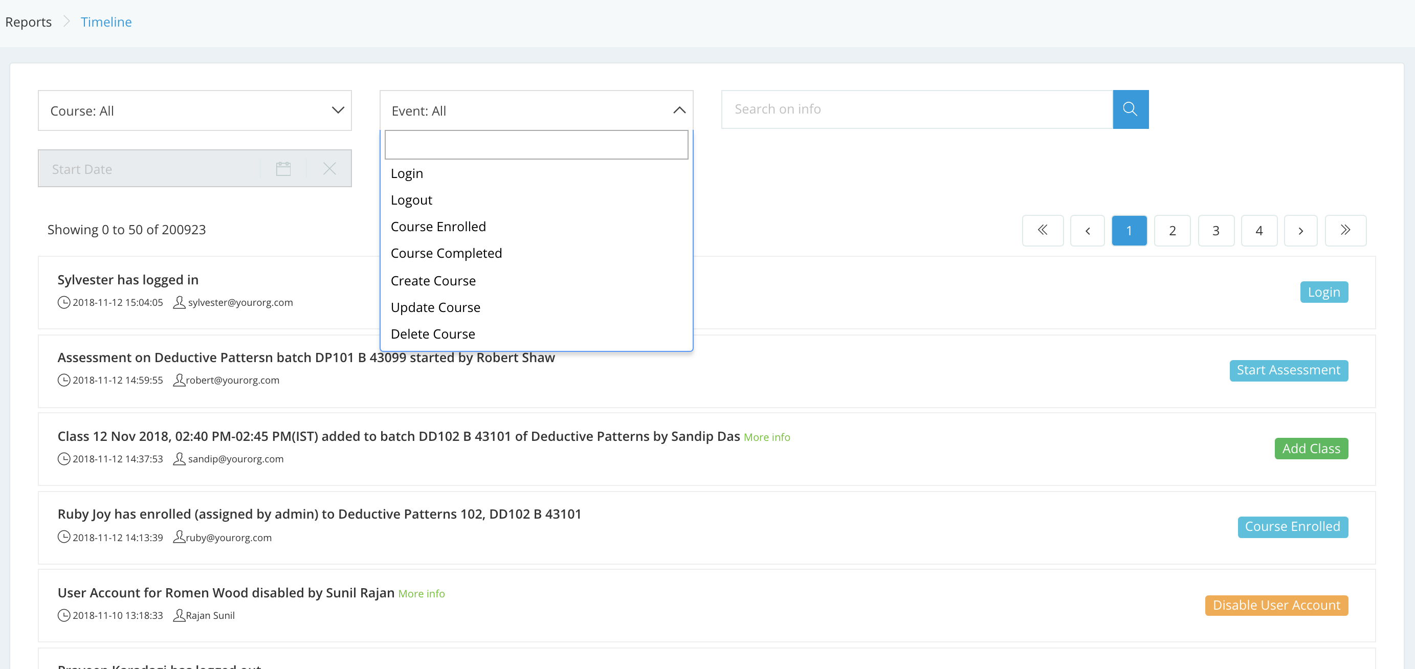 SeekLMS logs all LMS events for audit