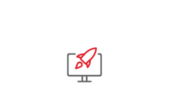 Icon of a desktop with launching rocket