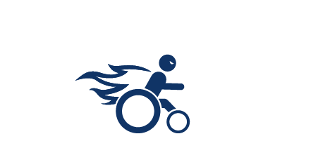 Person with disability on wheelchair with flames like superman