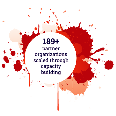 189+ partner organizations scaled through capacity building