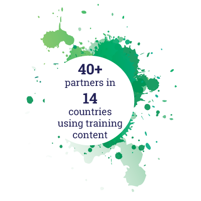 40+ Partners & 14 countries using Training Content