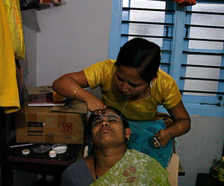 Woman with physical disability in beauty parlour