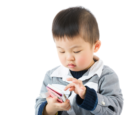 Boy interacting with phone